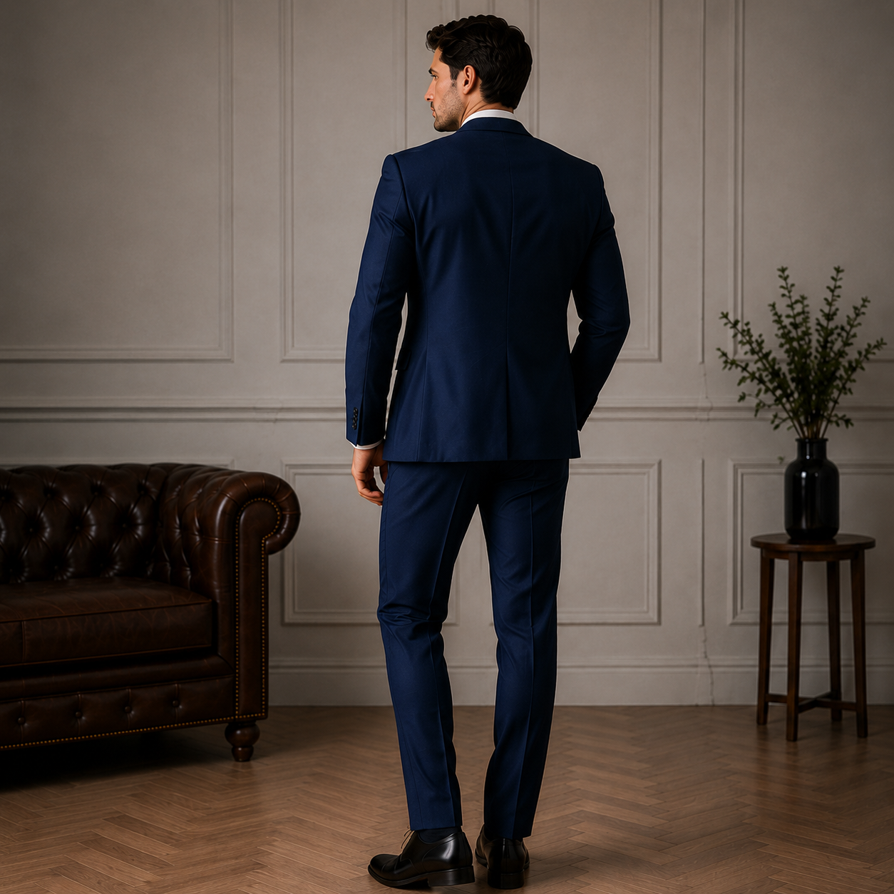 Navy Blue 3-Piece Suit Set for Men – Custom Tailored with Shirt and Tie