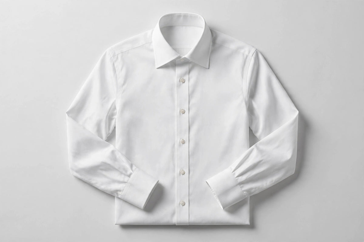 White dress shirt for men — flat lay