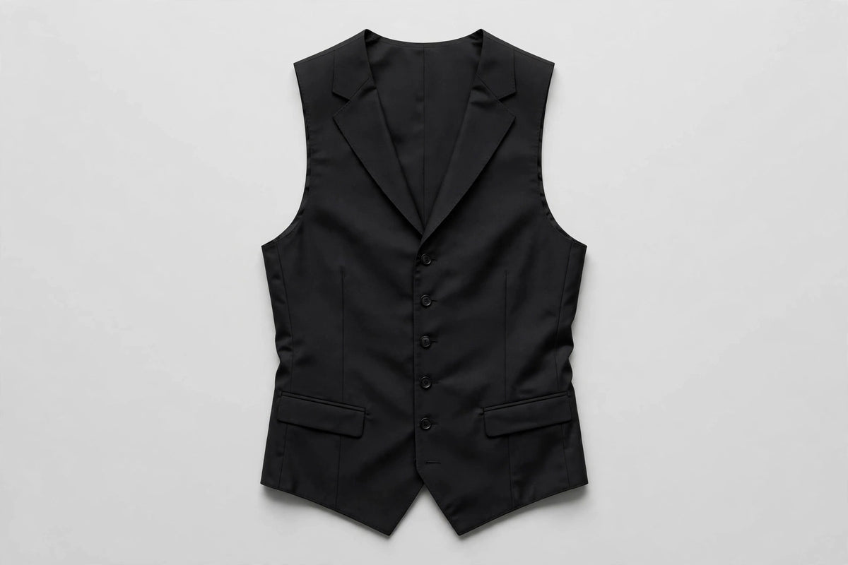 Black men's vest — front view
