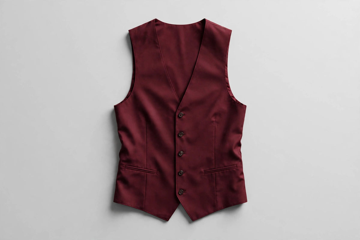 Burgundy men's vest — front view