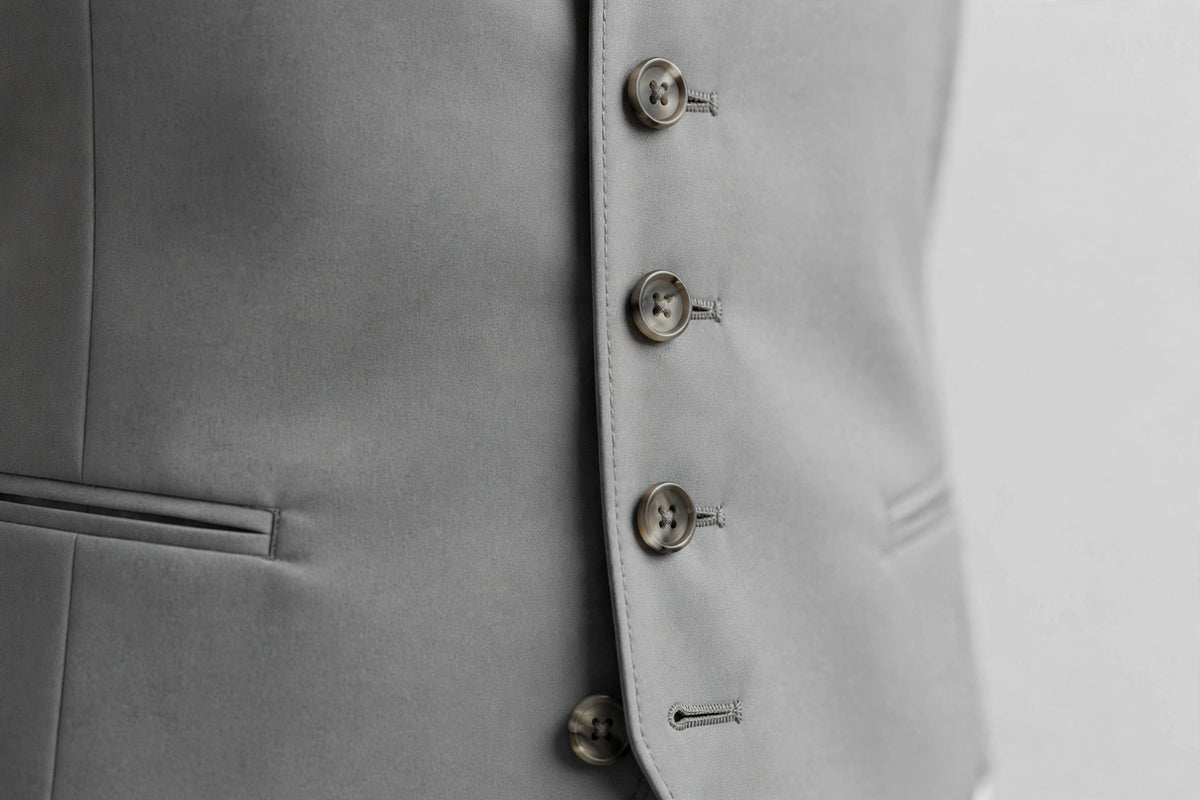 Medium Grey men's vest — button detail